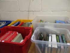 FOUR CRATES CONTAINING MIXED BOOKS TO INCLUDE ENCYCLOPAEDIA OF BRITAIN ETC