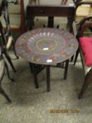 BRASS ENAMEL TRAY TOP FOLDING BENARES TYPE TABLE