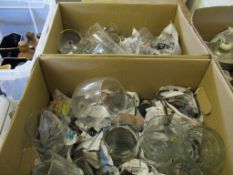TWO BOXES OF MIXED MODERN GLASS WARES ETC