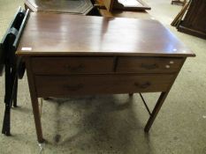 EDWARDIAN MAHOGANY TWO OVER SINGLE FULL WIDTH DRAWER SIDE TABLE