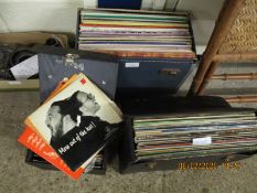 THREE CASES OF ASSORTED VINYL RECORDS, SINGLES ETC