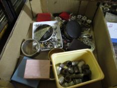 BOX CONTAINING MIXED COSTUME JEWELLERY ETC