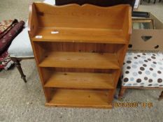 PINE FRAMED WALL MOUNTED THREE FIXED SHELF BOOKCASE