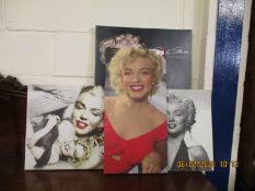 THREE MODERN MARILYN MONROE PRINTS ON CANVAS