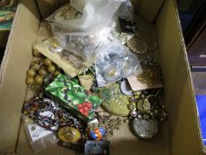 BOX CONTAINING MIXED COSTUME JEWELLERY ETC