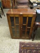 OAK FRAMED TWO GLAZED DOOR BOOKCASE