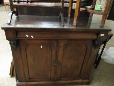 19TH CENTURY ROSEWOOD CHIFFONIER WITH SINGLE FULL WIDTH DRAWER OVER TWO ARCHED PANEL CUPBOARD DOORS