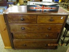 19TH CENTURY MAHOGANY TWO OVER THREE FULL WIDTH DRAWER CHEST WITH TURNED KNOB HANDLES