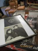 BOX CONTAINING A QUANTITY OF BEATLES AND ROLLING STONE MEMORABILIA TO INCLUDE BOOKS, FRAMED JOHN