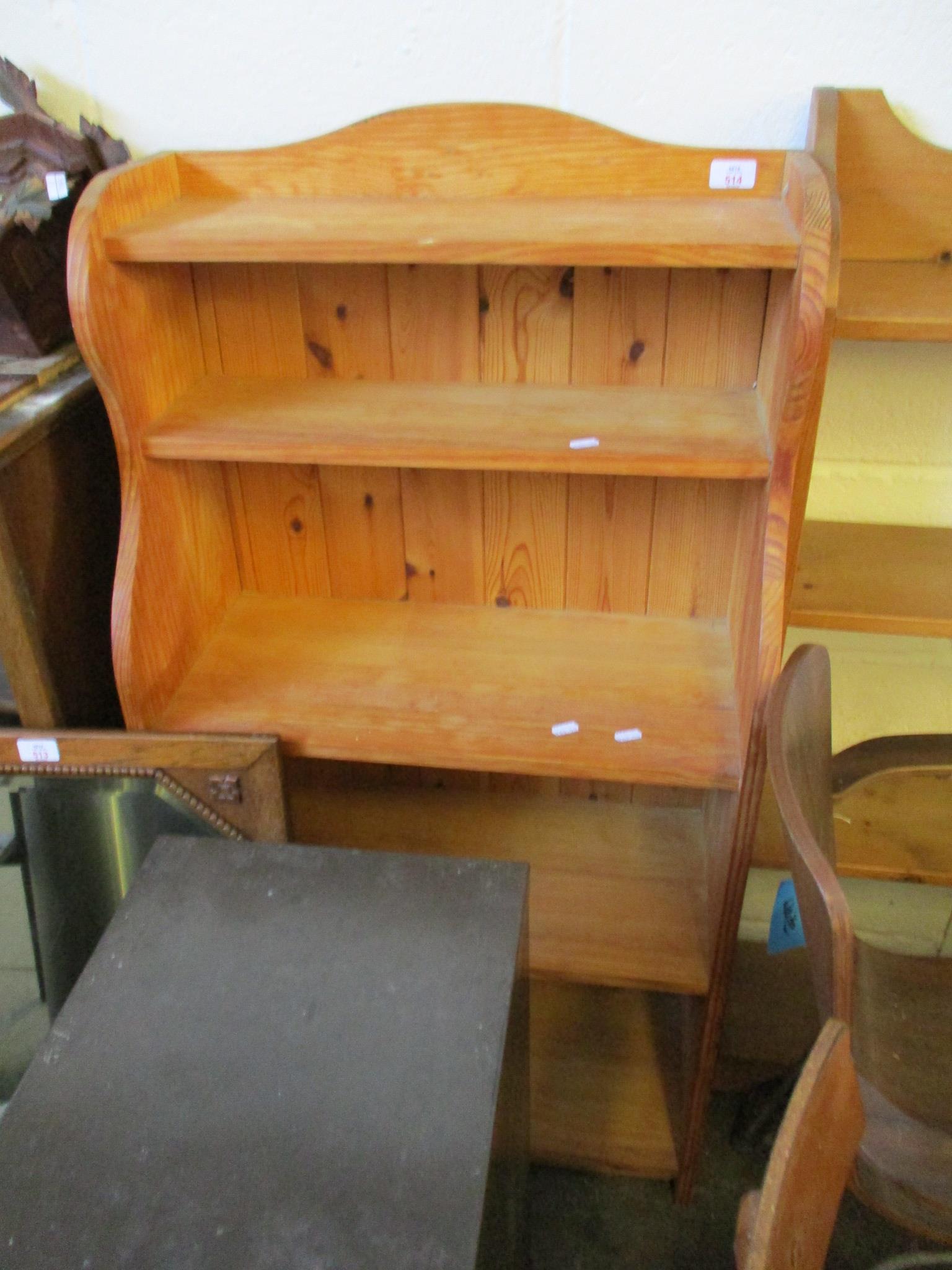 STAINED PINE FIVE FIXED SHELF BOOKCASE