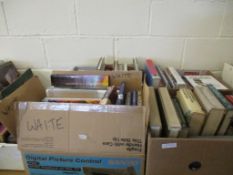 FIVE BOXES OF MIXED BOOKS