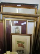 MIXED LOT OF PRINTS, WATERCOLOURS, PICTURES ETC