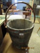 COPPER AND OAK BANDED BUCKET