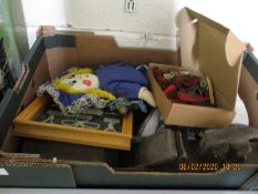 BOX CONTAINING ICE SKATES, BOXED WOODWORKING PLANE, DIE-CAST TOYS ETC