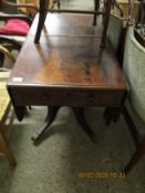 19TH CENTURY MAHOGANY PEDESTAL PEMBROKE TABLE WITH SINGLE DRAWER TO END