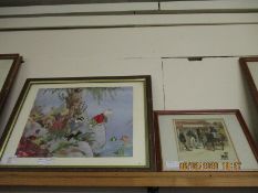 EMBROIDERED PICTURE OF RUPERT THE BEAR AND FRIENDS AND A FURTHER PRINT (2)