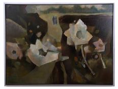 AR Bob Broadley (20th century) Figures in a landscape oil on canvas, signed lower left 76 x 102cm