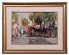 Italian School (20th century) Market place oil on board, indistinctly signed lower right 22 x 33cm