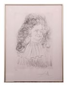 AR Salvador Dali (1904-1989 Portrait black and white etching, signed and numbered 205/250 in