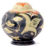 Belgian Pottery Art Deco vase, the globular shape with a floral design, 18cm high