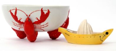 Carlton ware bowl, the legs modelled as lobsters, factory mark to base and design no 715641,