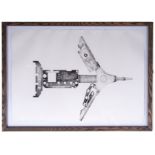 AR Colin Self (born 1941 "Nuclear Bomber" black and white etching, signed, dated 2 Nov 2005,