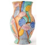 Beswick ware baluster vase decorated in pastel colours with a geometric design and flower heads in