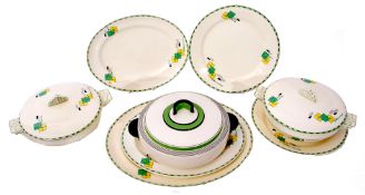 Group of Art Deco dinner wares including a Royal Doulton Art Deco shape tureen and cover with