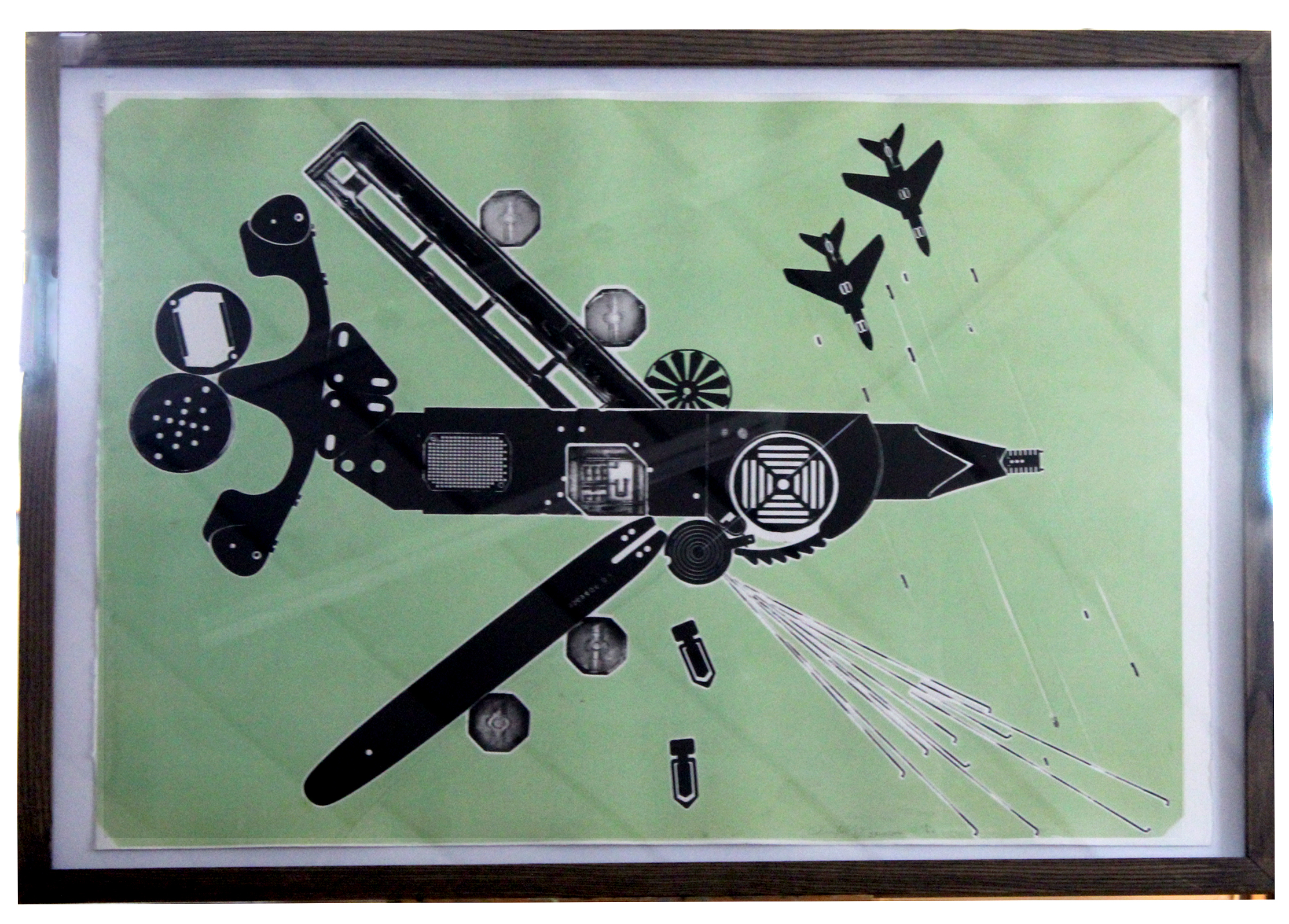 AR Colin Self (born 1941 "C130 gunship" (from The Odyssey Series) mixed media, signed, dated 27 9 - Image 2 of 2