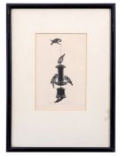 AR Clare Veronica Hope Leighton, SWE, ARE, RE (1898-1989 "Tits on hopper" black and white woodcut,