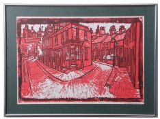 AR H John Jackson, ARE (born 1938 "Street scene" linocut, signed and dated 53-03 in pencil to