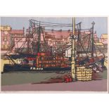 AR H John Jackson, ARE (born 1938 "Fish Wharf/3) linocut, signed, dated 67 and inscribed "artist's