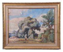 AR Horace Walter Tuck (1876-1951 Landscape with figure oil on board, signed lower right 33 x 44cm