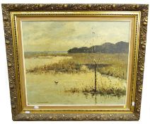 AR William Norman Gaunt (1918-2001 "A Grey Day on Pilling Sands 1979" oil on board, signed lower