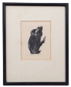 AR Clare Veronica Hope Leighton, SWE, ARE, RE (1898-1989 "Green Woodpecker" black and white woodcut,