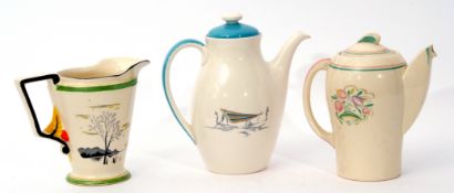 Susie Cooper kestrel shape coffee pot, together with an Art Deco Burleigh ware Moonbeams Zenith