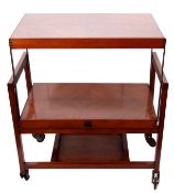 Art Deco metamorphic mahogany cocktail serving trolley, 94cm high extended