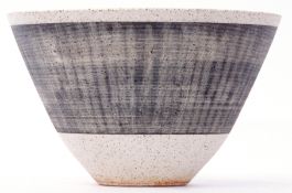 Large Studio Pottery bowl by The Torquil, incised to base, the bowl with a grey design, 24cm diam
