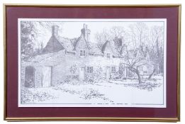 AR H John Jackson, ARE (born 1938 Cottages black and white print 23 x 40cm