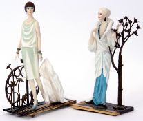 Two Albany porcelain models, one entitled "Ritz" and a further model of a lady on a metal base