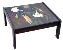 AR Tessa Newcomb (born 1955 "Lily Grandifloriem" painted coffee table, signed and inscribed with