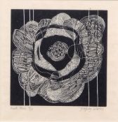 AR Geoffrey Wales (1912-1990 "Rock Rose" black and white woodcut, signed, numbered 4/25 and