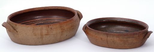 Two Studio Pottery bowls designed by Paul Baron, both with Tenmoku type glazes (2), largest 27cm