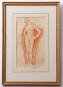 Modern British School (20th century) Full length female nude rouge drawing 32 x 18cm