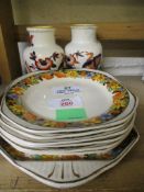 PART FLORAL RIMMED DESSERT SERVICE ETC