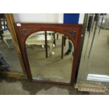 EDWARDIAN MAHOGANY ARCHED WALL MIRROR WITH CARVED CORNERS