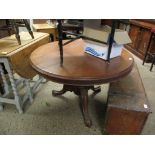 VICTORIAN MAHOGANY CIRCULAR BREAKFAST TABLE WITH A TURNED COLUMN AND TRIPOD BASE