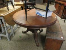 VICTORIAN MAHOGANY CIRCULAR BREAKFAST TABLE WITH A TURNED COLUMN AND TRIPOD BASE