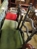 TWO EDWARDIAN MAHOGANY BAR BACK DINING CHAIRS AND A FURTHER LADDER BACK CHAIR (3)