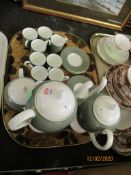 QUANTITY OF WEDGWOOD WHITE AND GREEN GLAZED COFFEE WARES